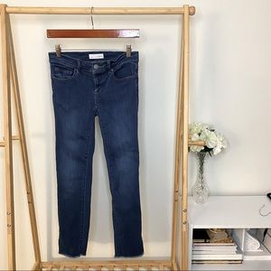 Dark Wash Denim Stretch Skinny Jeans Split Ankle High Rise Frayed Hems 0 24